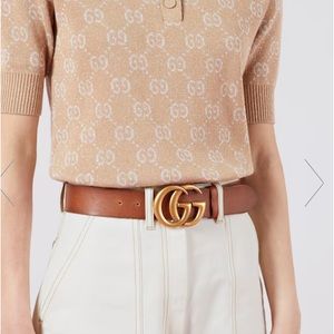 Gorgeous Gucci Marmot unfinished faded leather GG belt
